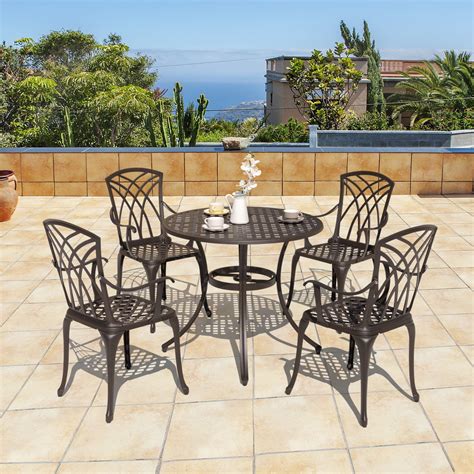 Nuu Garden 5 Piece Cast Aluminum Patio Dining Set - Outdoor ...