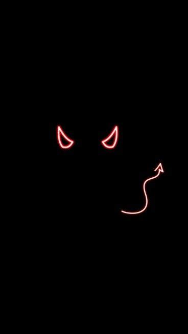 Neon Devil Horns Black Background Illstration red eyes on black ...