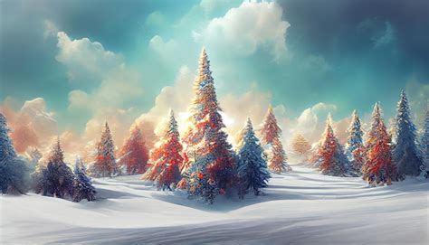 Premium Photo | Winter wonderland background wallpaper with trees and snow