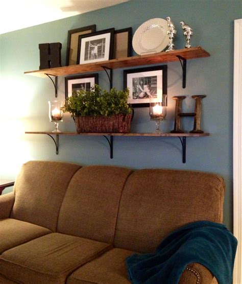 Shelves above sofa Shelves Above Couch, Living Room Shelves, Wall Decor Living Room, Home Living ...