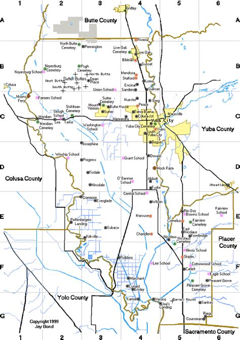 Sutter County Map and Place Names