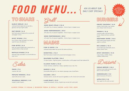 Restaurant Food Menu Template