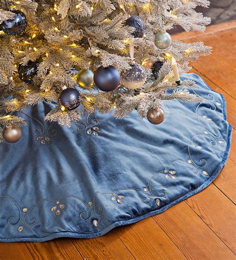 Our gorgeous Blue Velvet Christmas Tree Skirt is the perfect finishing touch to a festive tree ...