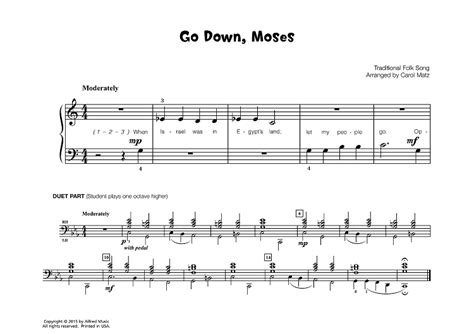 Go Down, Moses" Sheet Music for Piano - Sheet Music Now