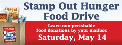 Stamp Out Hunger Food Drive May 14th - One Hundred Dollars a Month