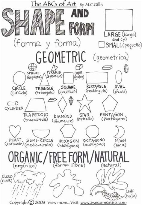 Geometric and Organic Shapes | Elements of art, School art projects, Art worksheets