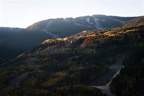 Sunset, Landscape Image of Vail Resorts Ski Hill during the Fall. Stock Photo - Image of hiking ...