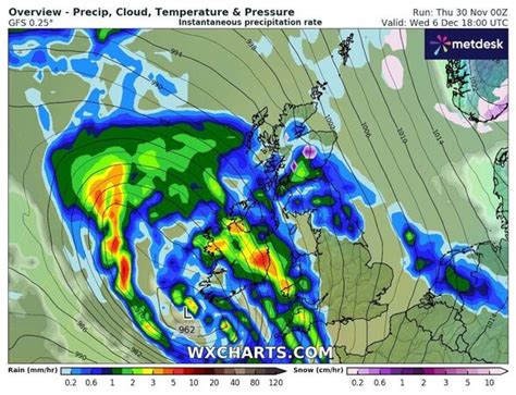 New weather maps show 700-mile wall of snow and rain covering every corner of UK | Weather ...