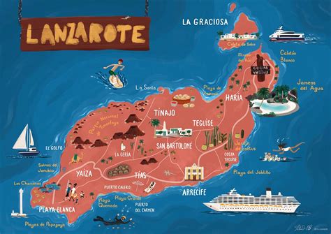 Lanzarote island map - Felix Diaz de Escauriaza | Illustration