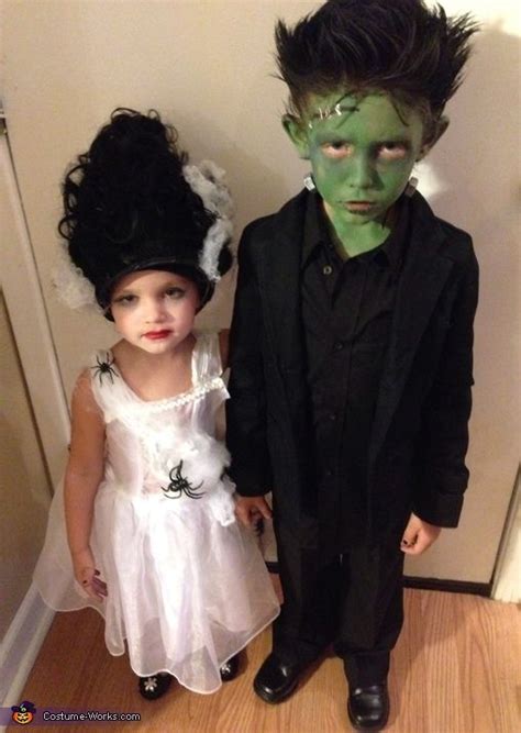 Frankenstein & his Bride Costume | Frankenstein costume kids, Sibling ...