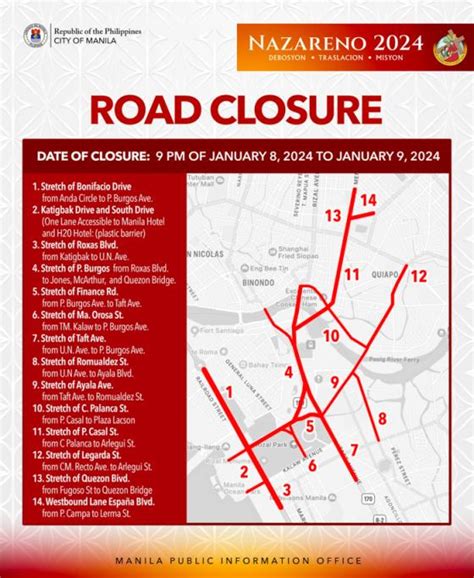 Look: Manila road closures for the 2024 Feast of the Black Nazarene ...