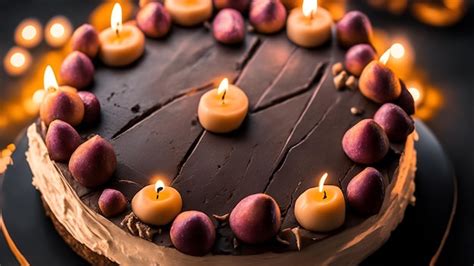 Premium AI Image | A chocolate cake with candles on it