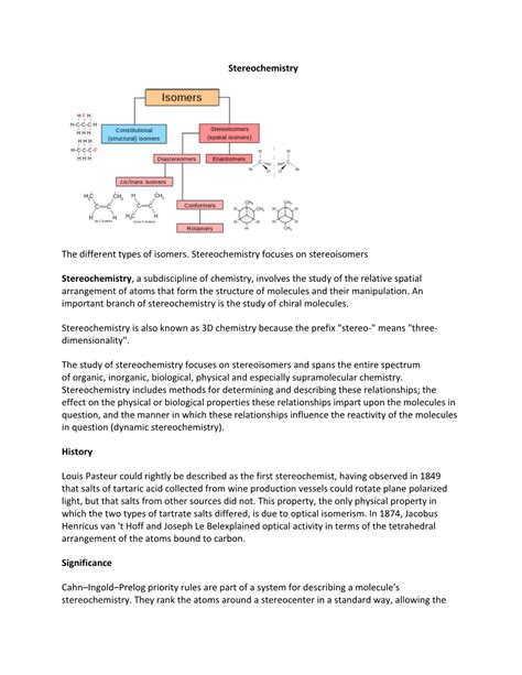 Stereochemistry the Different Types of Isomers. Stereochemistry Focuses ...