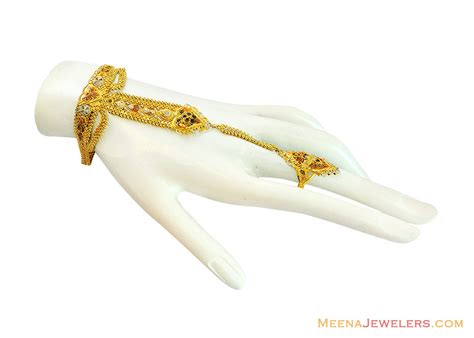 22K Fancy Three Tone Panja - BrLa13371 - 22k Gold Fancy Ladies Bracelet ...