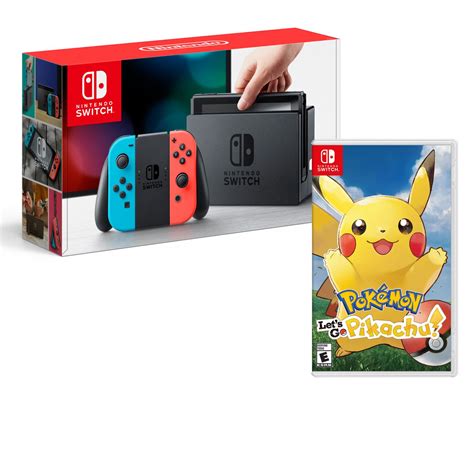 Nintendo Switch Pokemon Let's Go Pikachu! Bundle - Neon Joy Con ...