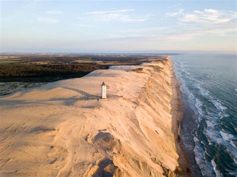 Aerial Drone View of Rubjerg Knude Lighthouse in Denmark Stock Image - Image of drone, nature ...