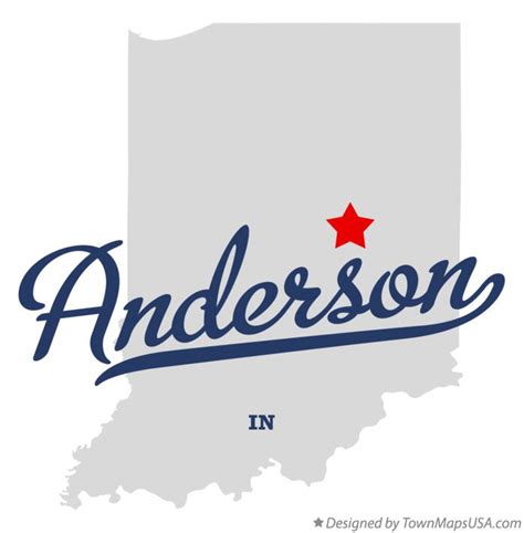 Map of Anderson, Madison County, IN, Indiana