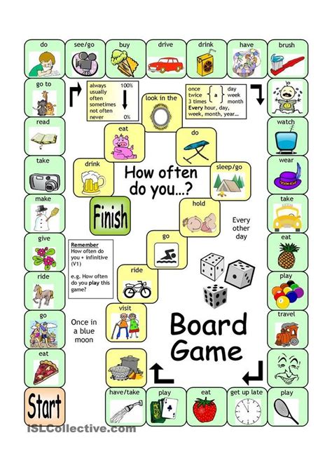 Board Game - How Often? | Board games, English games, Teaching english