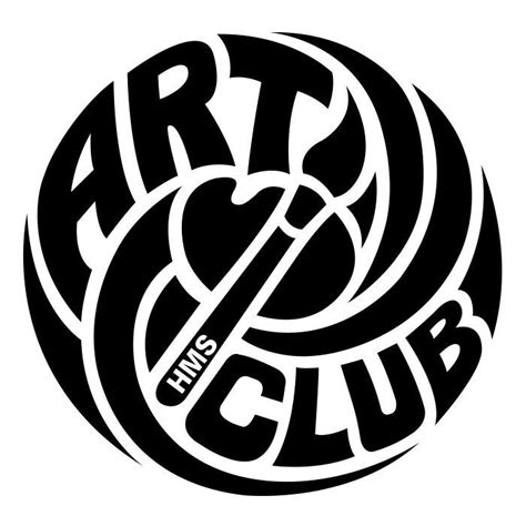 the art club logo in black and white, with an abstract design on it's side