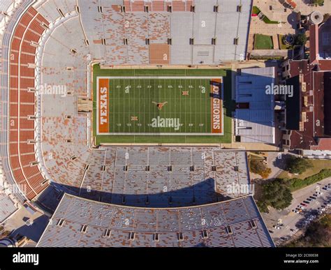 Aerial view of Darrell K Royal–Texas Memorial Stadium in University of ...