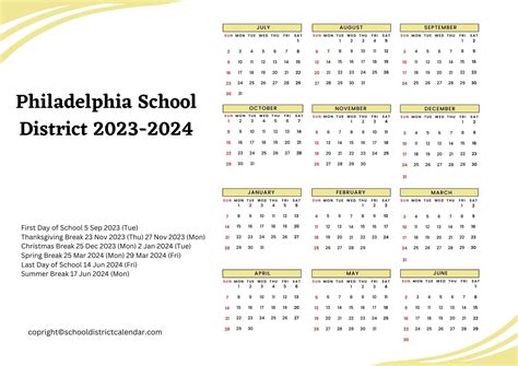 Philadelphia School District Calendar Holidays 2023-2024