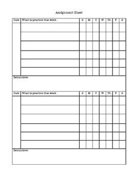 Music Lesson Assignment Sheet by Wagstaff Music | TpT