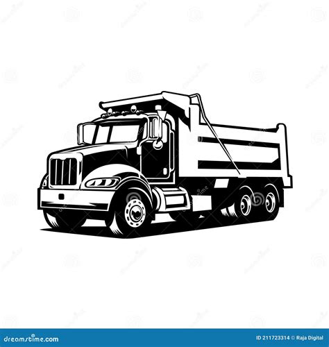 Volquete Camionero Tipper Camión Sihouster Vector Aislado En Blanco Y Negro Stock de ilustración ...