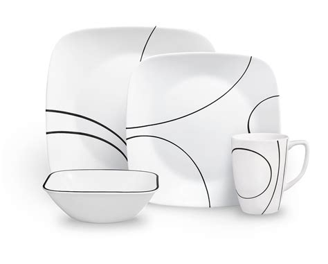 Corelle Square Simple Lines, Dinnerware Set, 16-Piece, Set for 4 - Walmart.com - Walmart.com