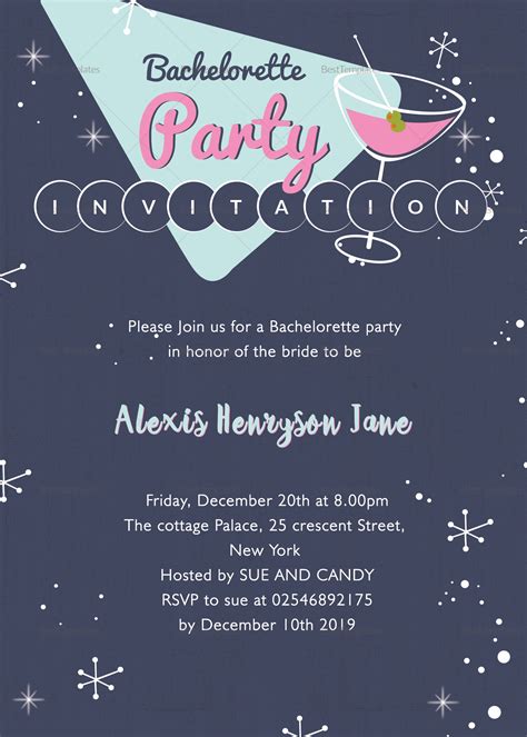 Bachelorette Party Invitation Design Template in Word, PSD, Publisher