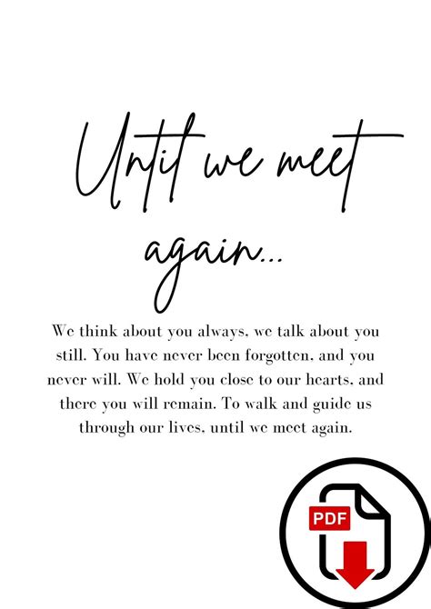 Until We Meet Again Poem PDF Download. Ideal for Weddings, Memoriums, Funerals Etc. - Etsy