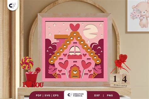 1 Gingerbread Candy House Shadow Box Svg Designs & Graphics