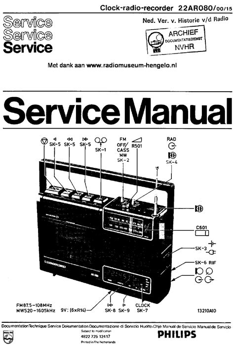 PHILIPS 22AR080-00-15 PORTABLE CLOCK RADIO RECORDER SM Service Manual ...