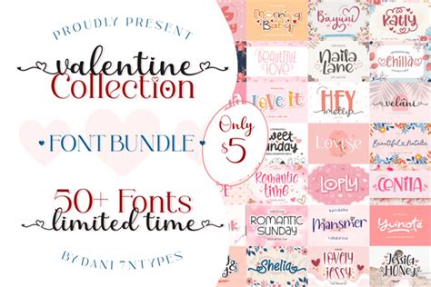 50+ Valentine Collection Font Bundle - Photoshopresource