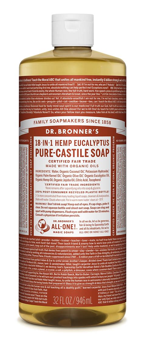 Amazon.com : Dr. Bronner's Pure-Castile Liquid Soap - Peppermint 32oz. : Camping Soaps And ...