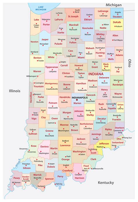 Editable Indiana Map With Counties