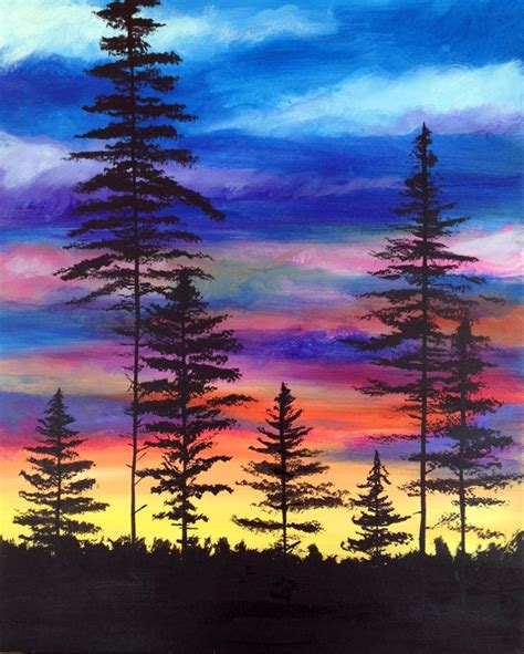 Forest Sunset | Creatively Uncorked | Canvas painting, Watercolor paintings easy, Watercolor ...