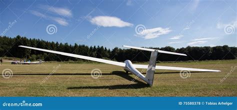 Sailplane on an airfield stock photo. Image of sailplane - 75580378