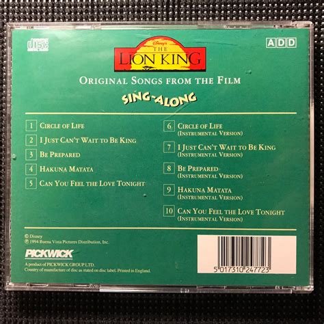 The Lion King - Sing Along - CD (1994) (back) by LionZD on DeviantArt