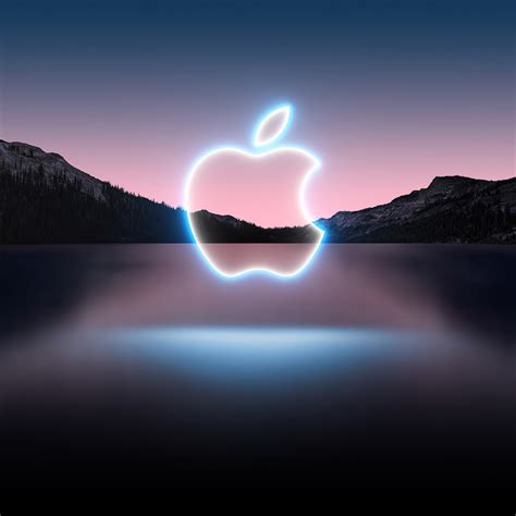 Apple logo Wallpaper 4K, Glowing, Reflection, Lake