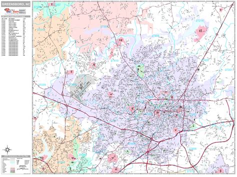 Greensboro North Carolina Wall Map (Premium Style) by MarketMAPS - MapSales