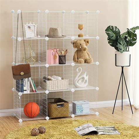 12 Cube Metal Wire Cube Storage DIY Closet Cabinet Shelf Organizer ...