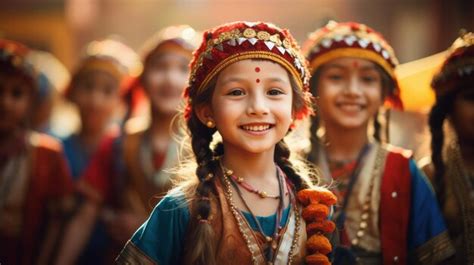 Premium AI Image | Students in traditional attire celebrating cultural ...