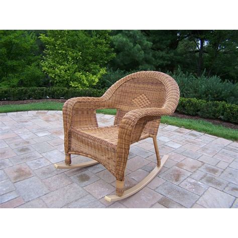 Set of 2 Natural Brown Resin Wicker Patio Rocking Chairs 42.75" - Walmart.com - Walmart.com