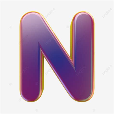 Letter N Purple Font Yellow Outlined 3d Letter, Single, Violet, Silky ...