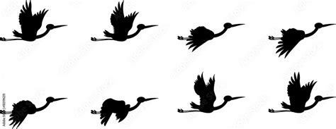 storks Flying Animation sprite sheet, Animation, Bird flying animation frames, Silhouette Stock ...