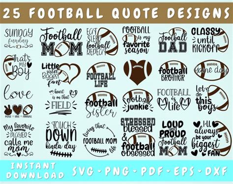 Football Quote SVG Bundle 25 Designs Football Sayings SVG - Etsy