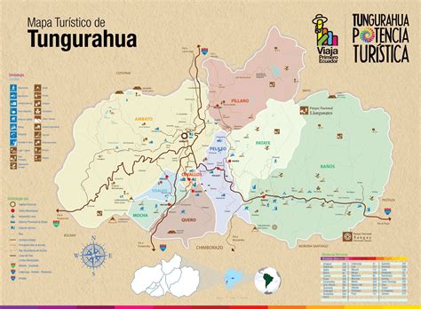 Mapa turístico de atracciones en (Ambato) Tungurahua, Ecuador - PlanetAndes