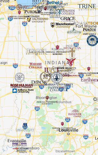 Colleges in Indiana Map | Colleges in Indiana - MyCollegeSelection