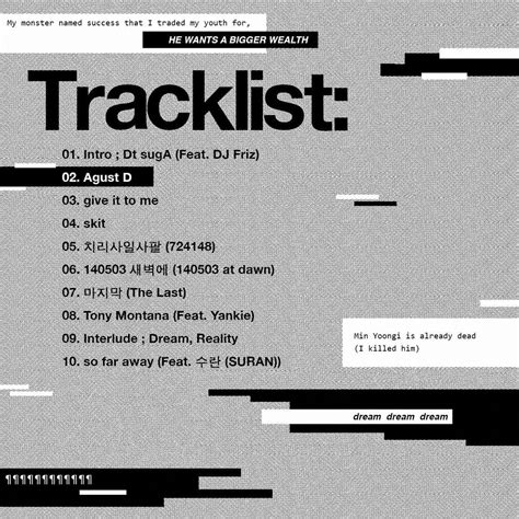 #Tracklist #AGUSTD | Agust d, Suga, Rap lines