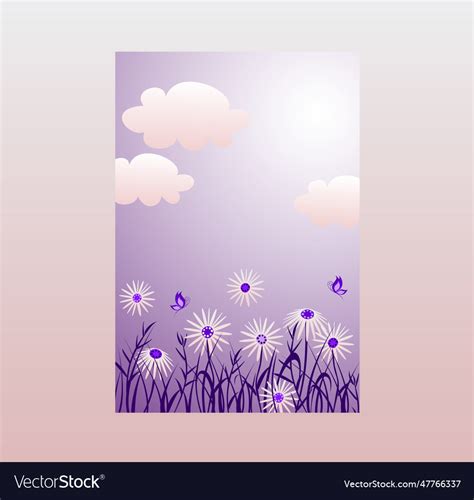 Abstract background in purple color with daisy Vector Image